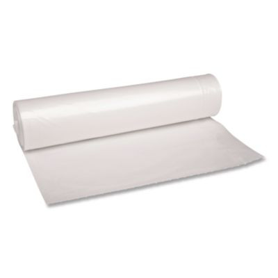 Recycled Low-Density Polyethylene Can Liners, 45 Gal, 1.1 Mil, 40" x 46", Clear, Perforated, 10 Bags/Roll, 10 Rolls/Carton