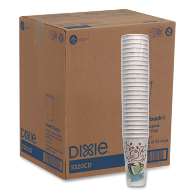 Perfectouch Paper Hot Cups, 20 Oz, Coffee Haze Design, 25/Sleeve, 20 Sleeves/Carton
