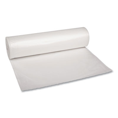 Recycled Low-Density Polyethylene Can Liners, 60 Gal, 1.1 Mil, 38" x 58", Clear, Perforated, 10 Bags/Roll, 10 Rolls/Carton