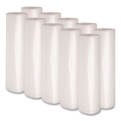 Recycled Low-Density Polyethylene Can Liners, 60 Gal, 1.1 Mil, 38" x 58", Clear, Perforated, 10 Bags/Roll, 10 Rolls/Carton