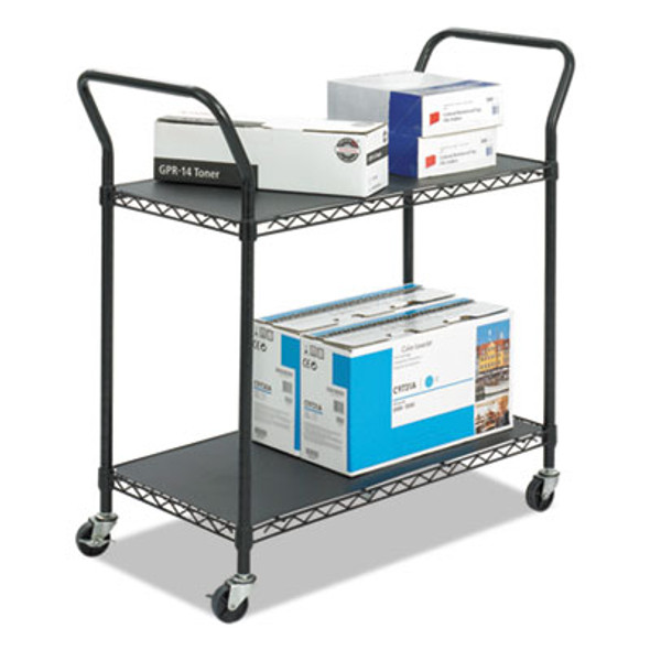 Wire Utility Cart, Metal, 2 Shelves, 400 Lb Capacity, 43.75" x 19.25" x 40.5", Black