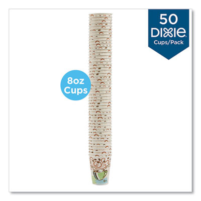 Perfectouch Paper Hot Cups, 8 Oz, Coffee Haze Design, 50/Pack