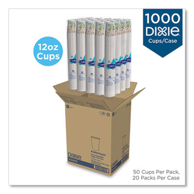 Perfectouch Paper Hot Cups, 12 Oz, Coffee Haze Design, 50/Sleeve, 20 Sleeves/Carton