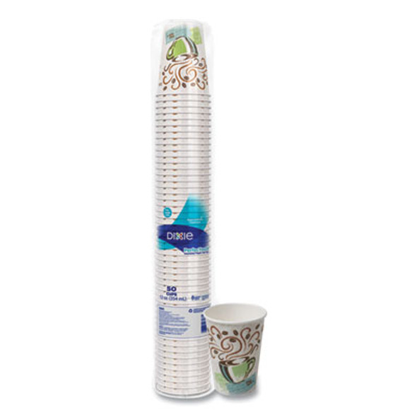 Perfectouch Paper Hot Cups, 12 Oz, Coffee Haze Design, 50/Pack