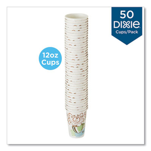 Perfectouch Paper Hot Cups, 12 Oz, Coffee Haze Design, 50/Pack