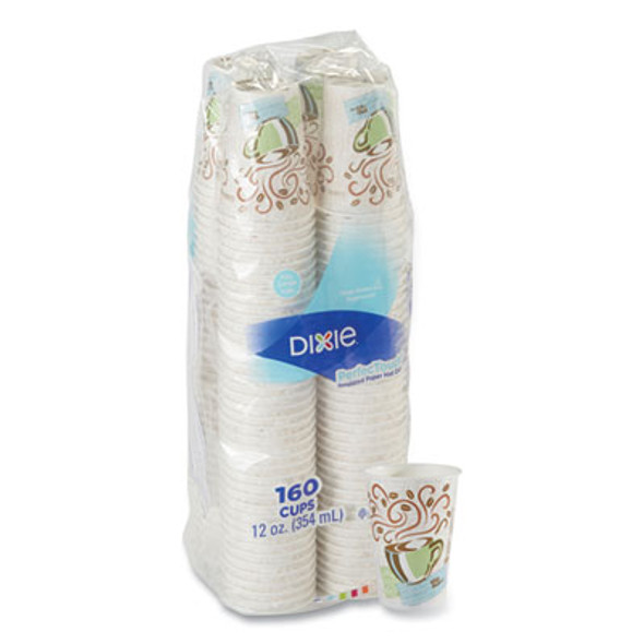 Perfectouch Paper Hot Cups, 12 Oz, Coffee Haze Design, 160/Pack