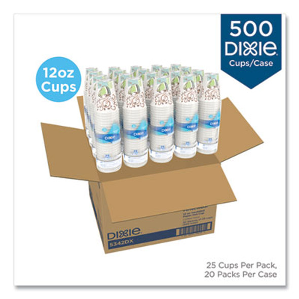 Perfectouch Paper Hot Cups, 12 Oz, Coffee Haze Design, 25/Sleeve, 20 Sleeves/Carton