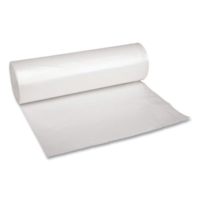 Recycled Low-Density Polyethylene Can Liners, 45 Gal, 1.4 Mil, 40" x 46", Clear, Perforated, 10 Bags/Roll, 10 Rolls/Carton