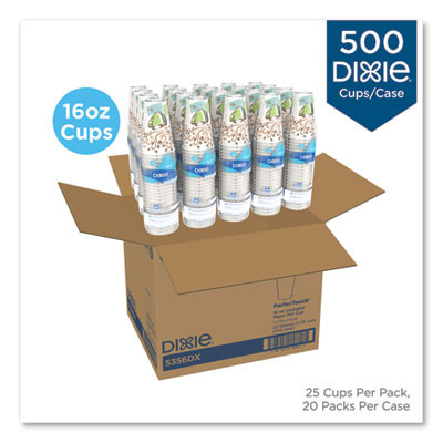Perfectouch Paper Hot Cups, 16 Oz, Coffee Haze Design, 25/Sleeve, 20 Sleeves/Carton