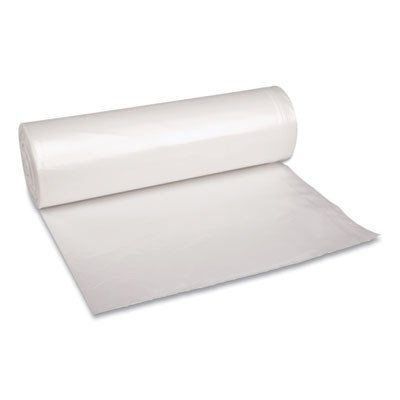 Recycled Low-Density Polyethylene Can Liners, 60 Gal, 1.4 Mil, 38" x 58", Clear, Perforated, 10 Bags/Roll, 10 Rolls/Carton