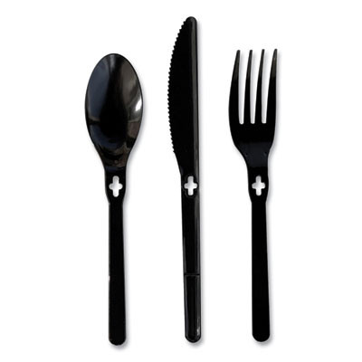Fork Wego Polystyrene, Fork, Plastic, Black, 1,000/Carton
