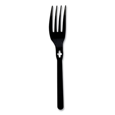 Fork Wego Polystyrene, Fork, Plastic, Black, 1,000/Carton