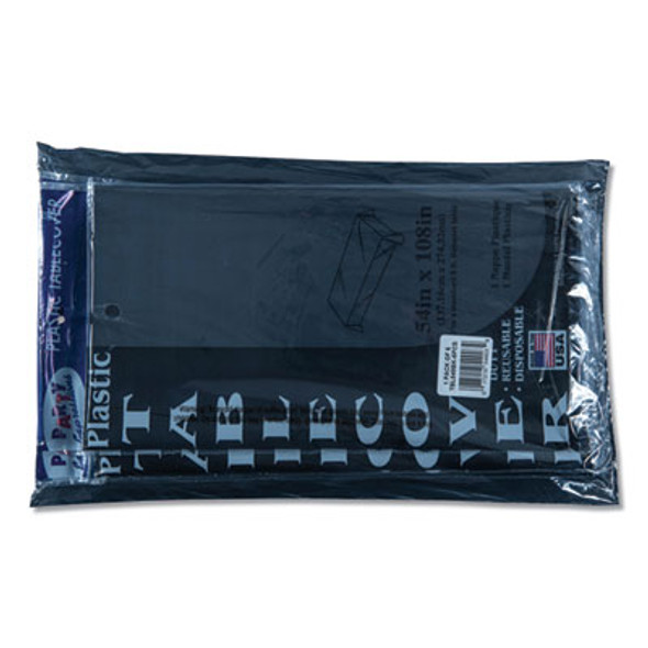 Table Set Rectangular Table Covers, Heavyweight Plastic, 54" X 108", Black, 6/Pack
