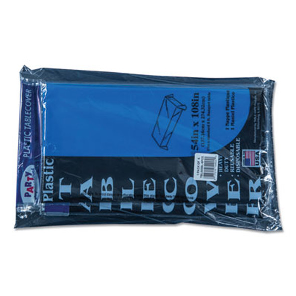 Table Set Rectangular Table Cover, Heavyweight Plastic, 54" X 108", Blue, 6/Pack