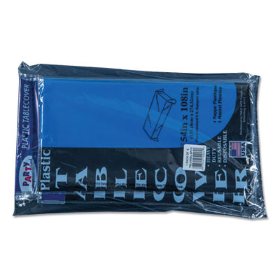 Table Set Rectangular Table Cover, Heavyweight Plastic, 54" X 108", Blue, 6/Pack