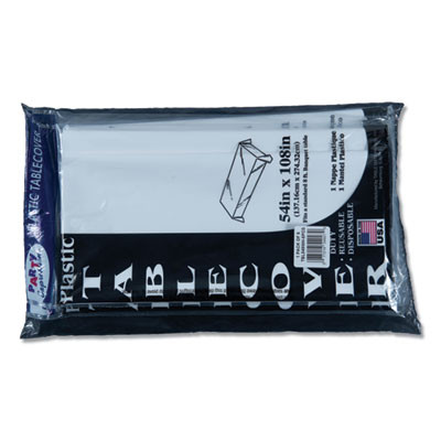 Table Set Rectangular Table Cover, Heavyweight Plastic, 54" X 108", White, 6/Pack