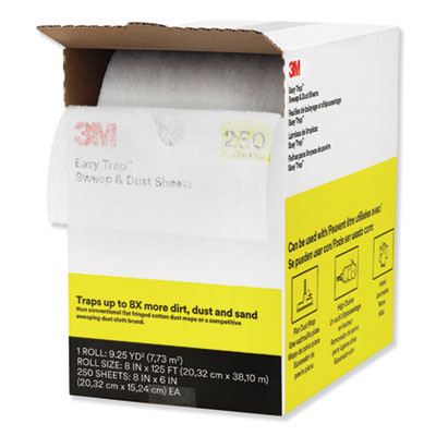 Easy Trap Duster Sweep And Dust Sheets, Perforated, 8" x 125 Ft, White, 250 Sheet Roll