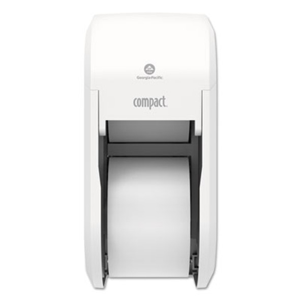 Compact Vertical Double-Roll Coreless Tissue Dispenser, 14.06 x 6.69 x 8.19, White