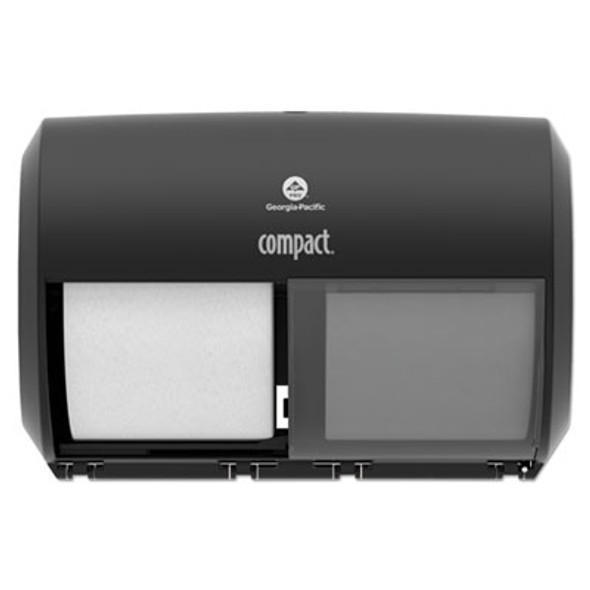 Compact Coreless Side-By-Side Double Roll Tissue Dispenser, 11.5 x 7.63 x 8, Black