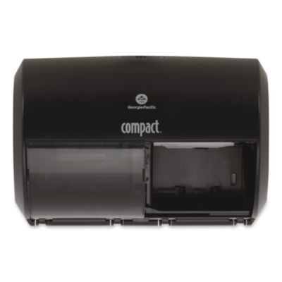 Compact Coreless Side-By-Side Double Roll Tissue Dispenser, 11.5 x 7.63 x 8, Black