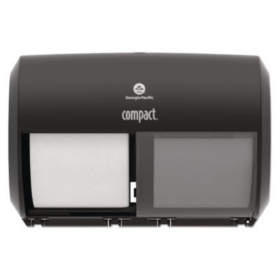 Compact Coreless Side-By-Side Double Roll Tissue Dispenser, 11.5 x 7.63 x 8, Black