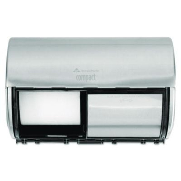 Compact Coreless Side-By-Side Double Roll Tissue Dispenser, 10.13 x 6.75 x 7.13, Stainless Steel