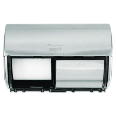 Compact Coreless Side-By-Side Double Roll Tissue Dispenser, 10.13 x 6.75 x 7.13, Stainless Steel