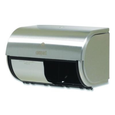Compact Coreless Side-By-Side Double Roll Tissue Dispenser, 10.13 x 6.75 x 7.13, Stainless Steel