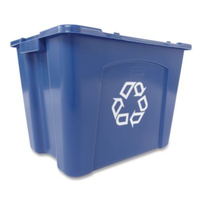 Stacking Recycle Bin, 14 Gal, Polyethylene, Blue