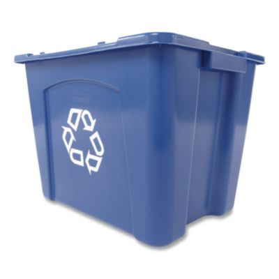 Stacking Recycle Bin, 14 Gal, Polyethylene, Blue