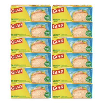 Zipper Food Storage Plastic Sandwich Bags, 6.63 x 5.88, Clear, 50 Bags/Box, 12 Boxes/Carton