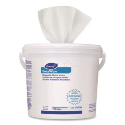 Easywipe Disposable Wiping Refill, 8.63 x 24.88, White, 125/Bucket, 6/Carton