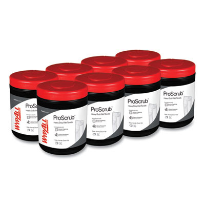 Power Clean Proscrub Pre-Saturated Wipes, 12 x 9.5, Citrus Scent, Green/White, 50/Canister, 8 Canisters/Carton