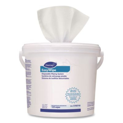 Easywipe Disposable Wiping Refill, White, 125/Tub, 6 Tub/Carton