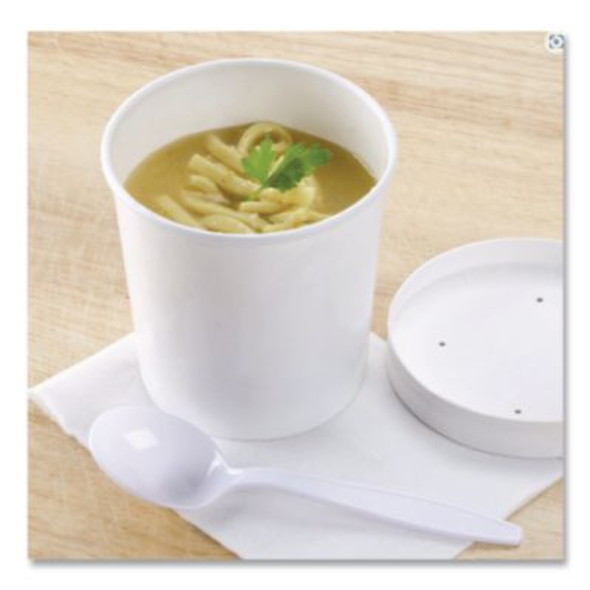 Paper Food Containers, 64 Oz, White, 25/Pack, 10 Packs/Carton