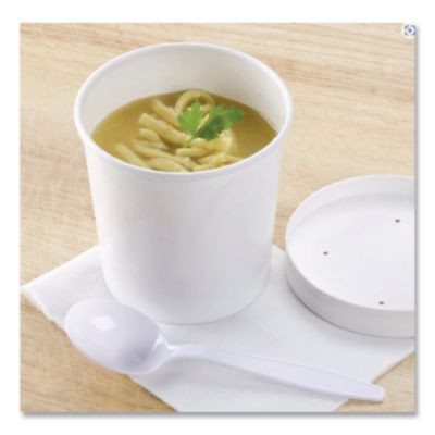 Paper Food Containers, 64 Oz, White, 25/Pack, 10 Packs/Carton