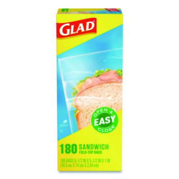 Fold Top Food Storage Plastic Sandwich Bags, 6.5 x 5.5, Clear, 180 Bags/Box, 12 Boxes/Carton