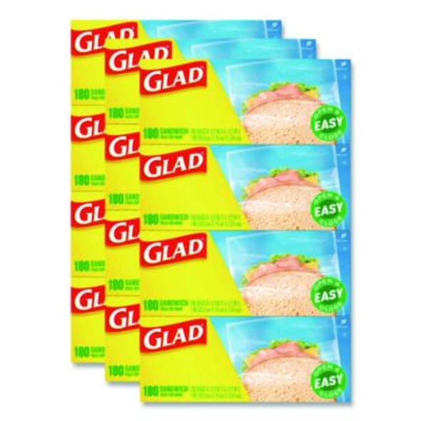 Fold Top Food Storage Plastic Sandwich Bags, 6.5 x 5.5, Clear, 180 Bags/Box, 12 Boxes/Carton