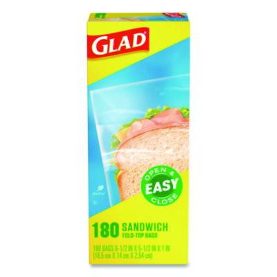Fold Top Food Storage Plastic Sandwich Bags, 6.5 x 5.5, Clear, 180 Bags/Box, 12 Boxes/Carton