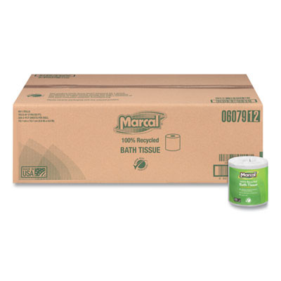 100% Recycled Two-Ply Bath Tissue, Individually Wrapped Rolls, Septic Safe, White, 330 Sheets/Roll, 48 Rolls/Carton