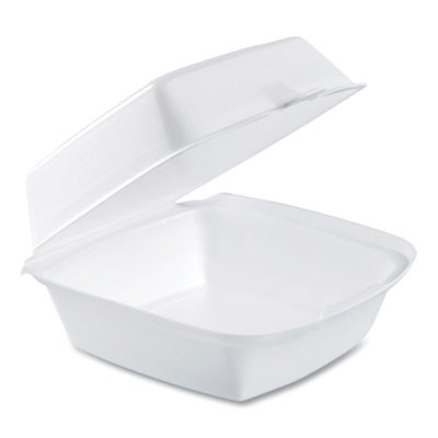 Foam Hinged Lid Containers, 6 X 5.78 X 3, White, 500/Carton