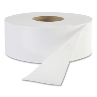 Jrt Jr. Bath Tissue, Jumbo, Septic Safe, 1-Ply, 3.3" x 2,000 Ft, White, 12 Rolls/Carton