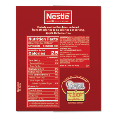 No-Sugar-Added Hot Cocoa Mix Envelopes, Rich Chocolate, 0.28 Oz Packet, 30/Box