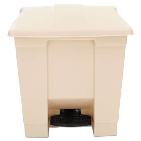 Indoor Utility Step-On Waste Container, 8 Gal, Plastic, Beige