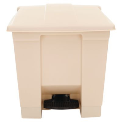 Indoor Utility Step-On Waste Container, 8 Gal, Plastic, Beige