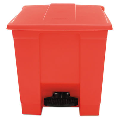 Indoor Utility Step-On Waste Container, 8 Gal, Plastic, Red