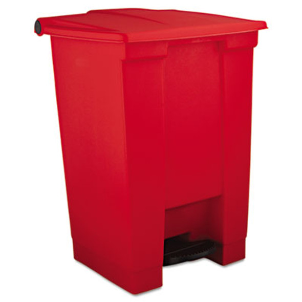 Indoor Utility Step-On Waste Container, 12 Gal, Plastic, Red