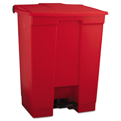 Indoor Utility Step-On Waste Container, 18 Gal, Plastic, Red