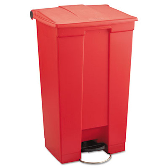 Indoor Utility Step-On Waste Container, 23 Gal, Plastic, Red