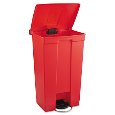 Indoor Utility Step-On Waste Container, 23 Gal, Plastic, Red